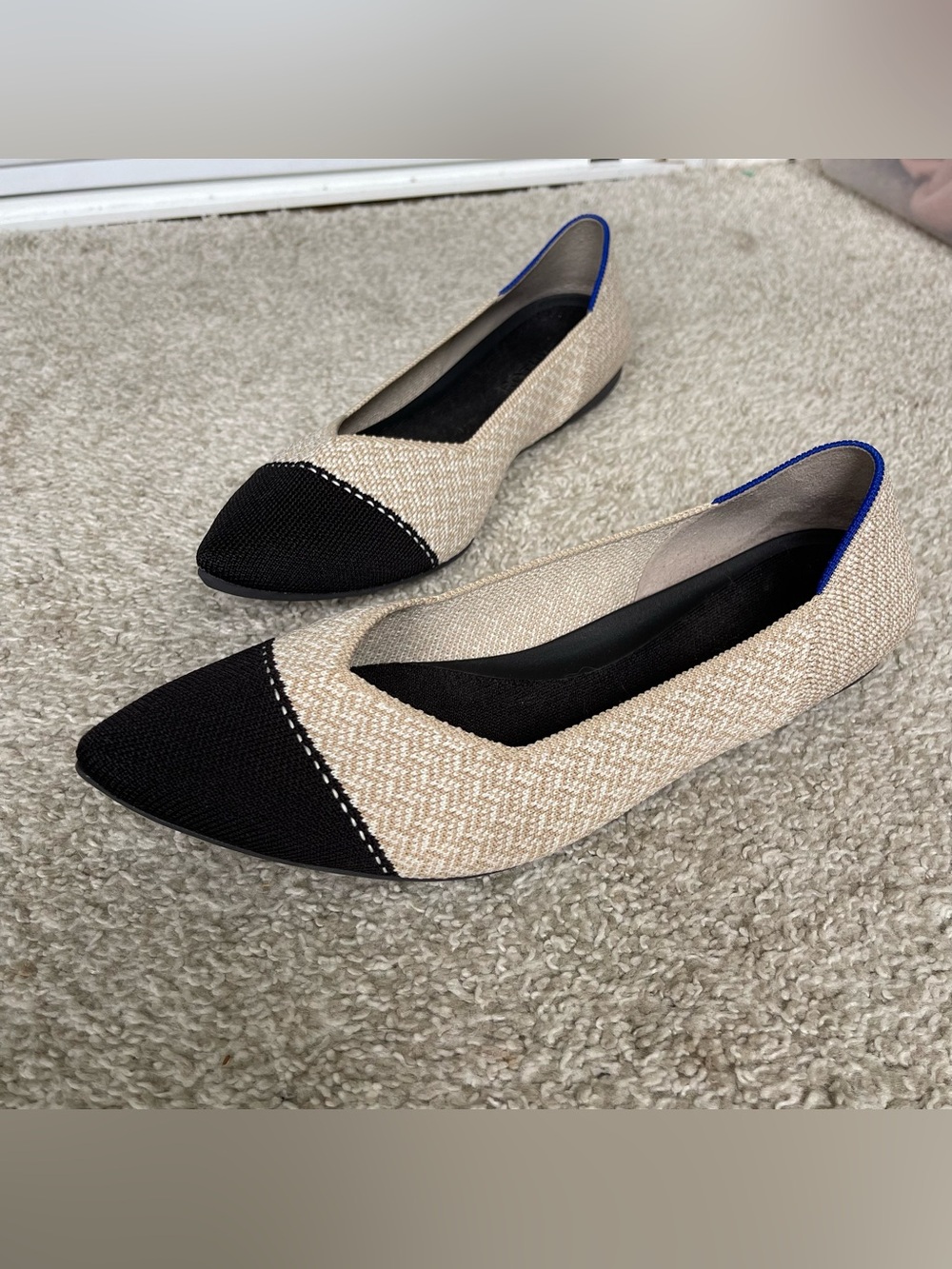 Rothy's The Point II Captoe Ballet Flats-Camel/Black Women Size 10 Preppy